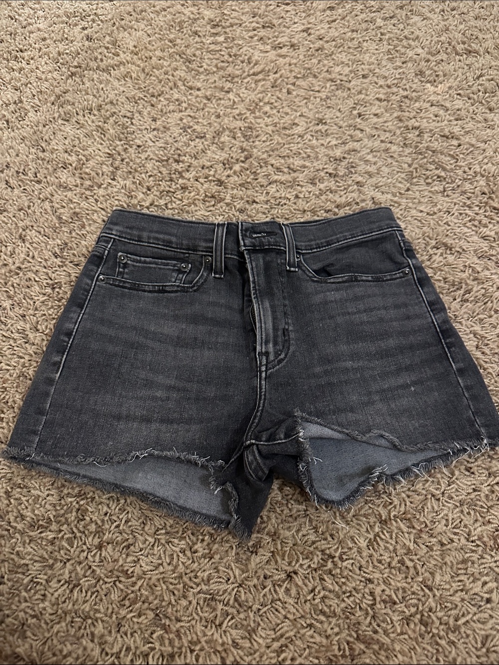Women's Black Frayed Hem Denim Shorts